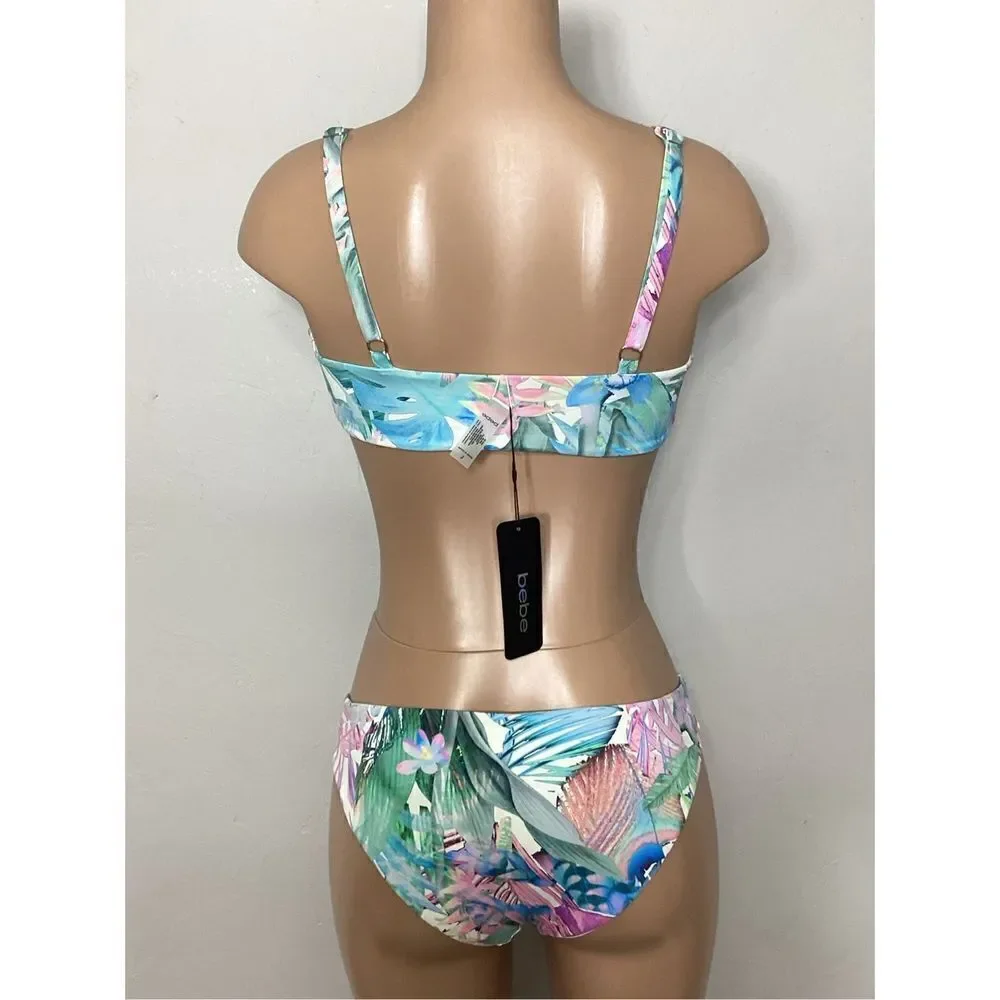 New BEBE tropical floral bikini set. Large. Retails $135